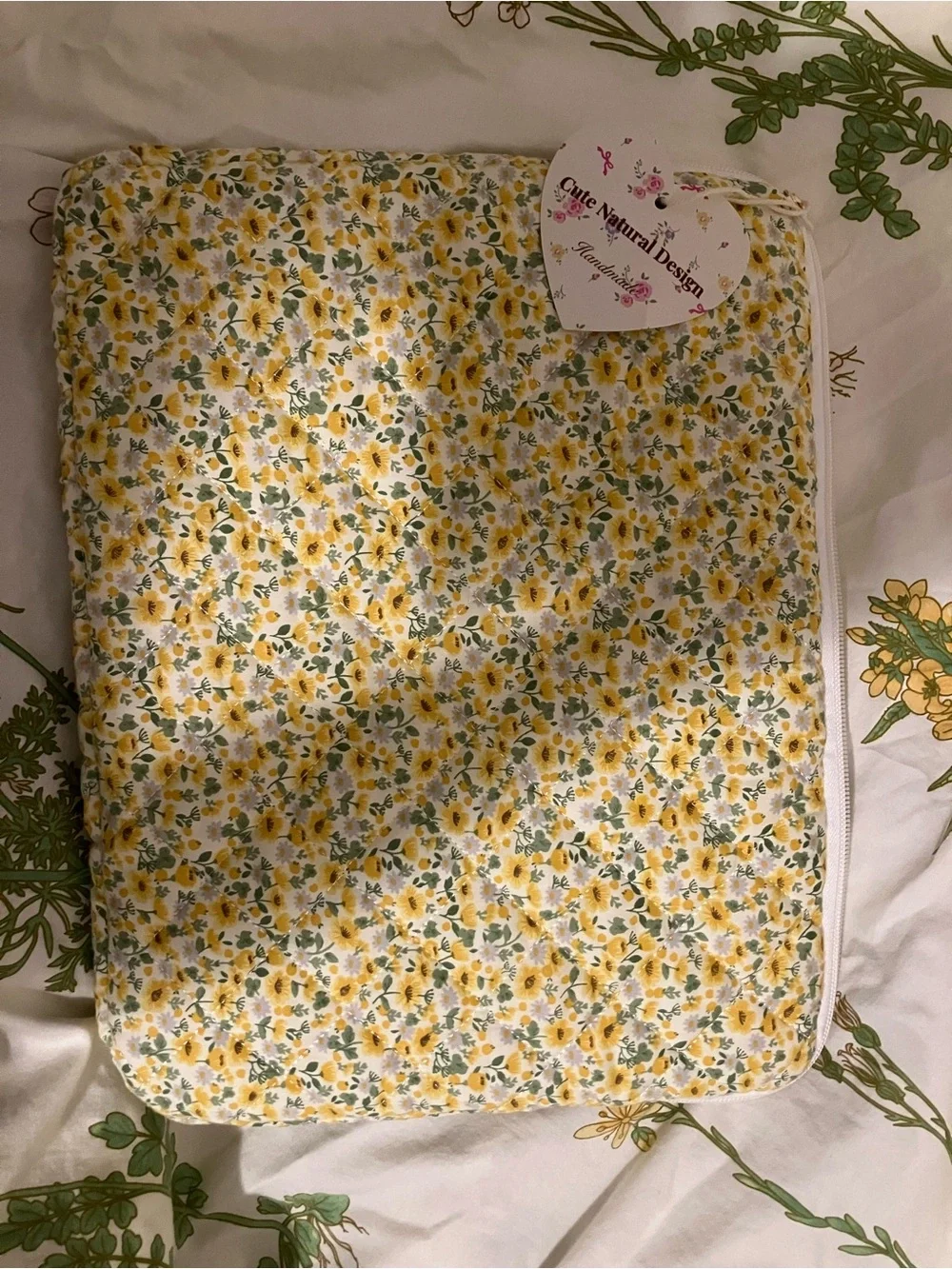 Yellow Floral Quilted Laptop Sleeve